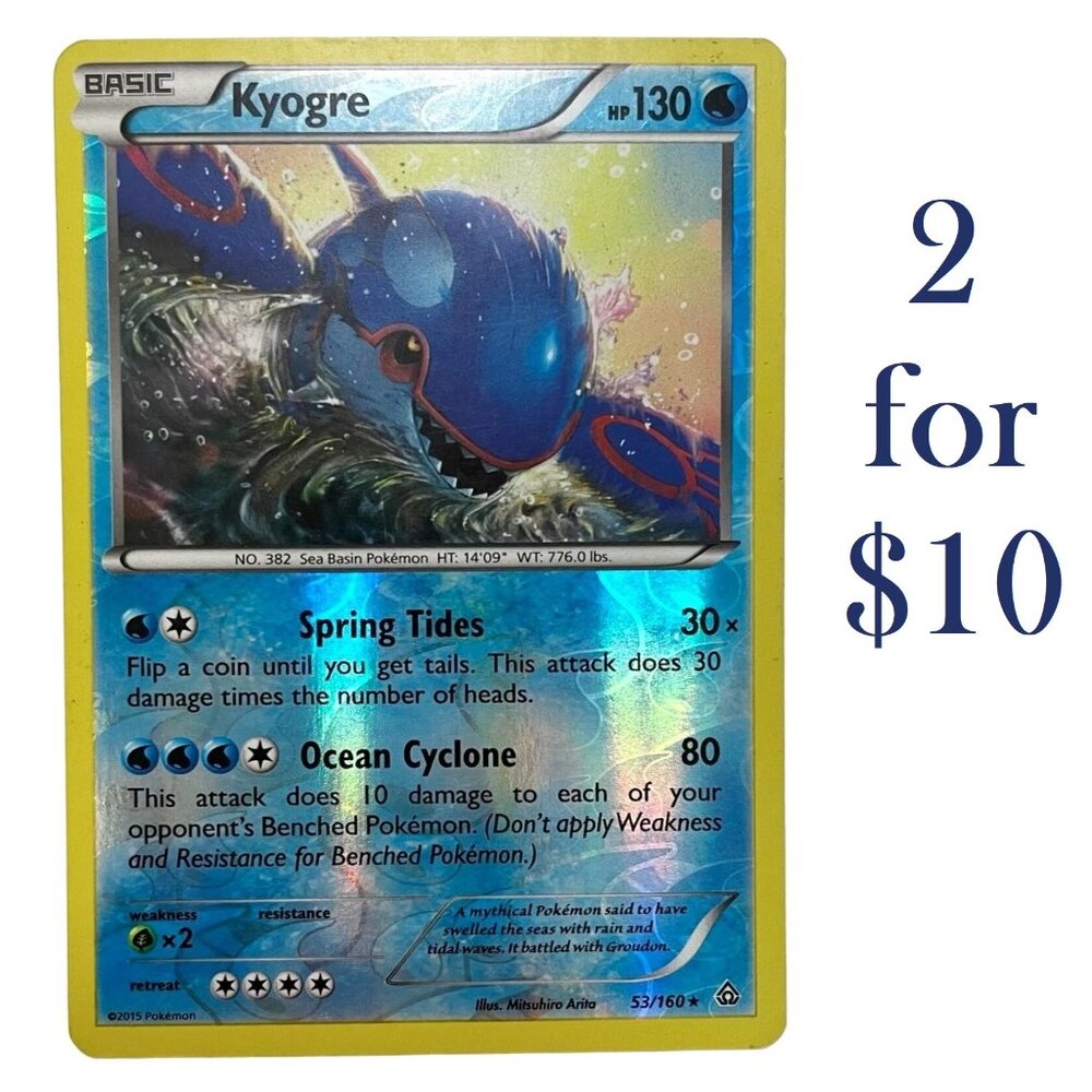 Pokemon Kyogre Holo Rare 53/160 Card Basic Water Type 2015